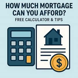 Buying a home is an exciting milestone, but before you start house hunting, you need to answer one important question: How much mortgage can you afford? Understanding your affordability will save you from financial stress and help you make a confident purchase decision. This comprehensive guide explains everything you need to know, including affordability factors, a free mortgage calculator, and practical tips to stay within budget. Section 1: Understanding Mortgage Affordability What Does Mortgage Affordability Mean? Mortgage affordability refers to the maximum loan amount you can borrow without compromising your financial stability. It takes into account your income, monthly expenses, debts, and other financial obligations. Lenders use certain ratios to determine affordability, but you should also consider your personal comfort level with monthly payments. Buying beyond your means can lead to financial strain and even foreclosure. Therefore, it's crucial to analyze not just what the lender approves, but what you can realistically manage. Why is Affordability Important? Knowing your affordability before applying for a mortgage prevents overspending and helps you set a realistic budget. It also: Speeds up the home-buying process. Reduces the risk of mortgage default. Allows you to plan for other life goals, such as education, travel, or retirement. A well-calculated affordability range will ensure long-term financial security while allowing you to enjoy homeownership stress-free. Section 2: Key Factors That Determine How Much Mortgage You Can Afford Income and Debt-to-Income Ratio (DTI) Your income is the foundation of mortgage affordability. Lenders assess your DTI ratio, which compares your total monthly debt payments to your gross monthly income. The general rule is that your DTI should not exceed 43%, although lower is better. Example Calculation: If your monthly income is $6,000 and your total monthly debt payments (including the mortgage) are $2,400, your DTI ratio is: DTI = ( 2400 / 6000 ) × 100 = 40 DTI=(2400/6000)×100=40 Credit Score and Interest Rates Your credit score directly impacts the interest rate you receive. Higher credit scores typically qualify for lower interest rates, which means lower monthly payments and higher affordability. Key Ranges: Excellent: 760+ Good: 700-759 Fair: 650-699 Poor: Below 649 Down Payment and Loan Term A larger down payment reduces the loan amount, thereby lowering monthly payments. Similarly, the loan term (15 years vs. 30 years) affects affordability: shorter terms mean higher payments but less interest overall. Other Costs to Consider Affordability isn’t just about principal and interest. You should also account for: Property taxes Homeowner’s insurance Private mortgage insurance (PMI) if down payment < 20% Maintenance and utilities Example Table: Additional Costs Expense Type Average Monthly Cost Property Taxes $200-$500 Insurance $50-$150 Maintenance $100-$300 Section 3: How to Calculate How Much Mortgage You Can Afford Using the 28/36 Rule One popular guideline is the 28/36 rule: 28% of your gross income for housing costs (mortgage, taxes, insurance). 36% of your gross income for all debts (including housing). Example: If your monthly income is $6,000: 28% of $6,000 = $1,680 (housing budget) 36% of $6,000 = $2,160 (total debt limit) Free Mortgage Affordability Calculator To make things easy, use a free mortgage calculator. Input your: Income Down payment Interest rate Loan term Estimated taxes and insurance The calculator will show you the estimated monthly payment and maximum affordable loan amount. Example Calculation: Income: $6,000 Down Payment: $40,000 Interest Rate: 6% Loan Term: 30 years Estimated monthly payment: $1,600 (including taxes and insurance) Adjusting for Comfort While these rules help, personal comfort matters. If you prefer saving more for vacations or retirement, choose a home that keeps payments well below the maximum limit. Section 4: Practical Tips to Improve Mortgage Affordability Increase Your Down Payment Saving for a larger down payment reduces your loan amount, lowering both monthly payments and interest paid over time. Consider: Cutting discretionary expenses. Using bonuses or tax refunds for savings. Exploring down payment assistance programs. Improve Your Credit Score A better credit score means better rates. Tips to boost your score: Pay bills on time. Reduce credit card balances. Avoid new credit inquiries before applying. Reduce Debt Before Applying Lowering your existing debts improves your DTI ratio, making you more attractive to lenders. Pay off high-interest loans first and avoid new obligations. Shop for the Best Mortgage Rates Different lenders offer different rates. Compare multiple offers and consider points, fees, and closing costs in addition to interest rates. Section 5: Common Mistakes to Avoid When Determining Mortgage Affordability Ignoring Additional Costs Many buyers focus solely on the principal and interest, forgetting about taxes, insurance, and maintenance. These can add hundreds of dollars monthly. Maxing Out Your Budget Just because a lender approves a high amount doesn’t mean you should borrow it all. Leave room in your budget for emergencies and future financial goals. Overlooking Lifestyle Needs If you love traveling, dining out, or saving aggressively for retirement, consider these expenses when setting your mortgage budget. Not Considering Future Changes Think about job stability, potential family growth, or moving plans. A mortgage is a long-term commitment; plan for flexibility. Conclusion: Find Your Perfect Balance Determining how much mortgage you can afford is about balancing lender requirements with your financial comfort. Use the guidelines, free calculator, and tips provided in this guide to make an informed decision. Ready to calculate your affordability? Try our free calculator now and share your results in the comments! Have questions? Ask below, and let’s make your home-buying journey smooth and stress-free.